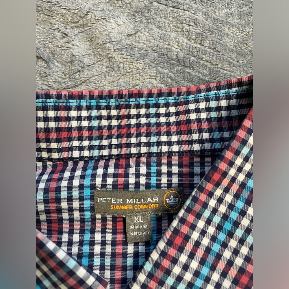 Peter‎ Millar Summer Comfort Nylon Stretch Multicolor Plaid Button Up Shirt